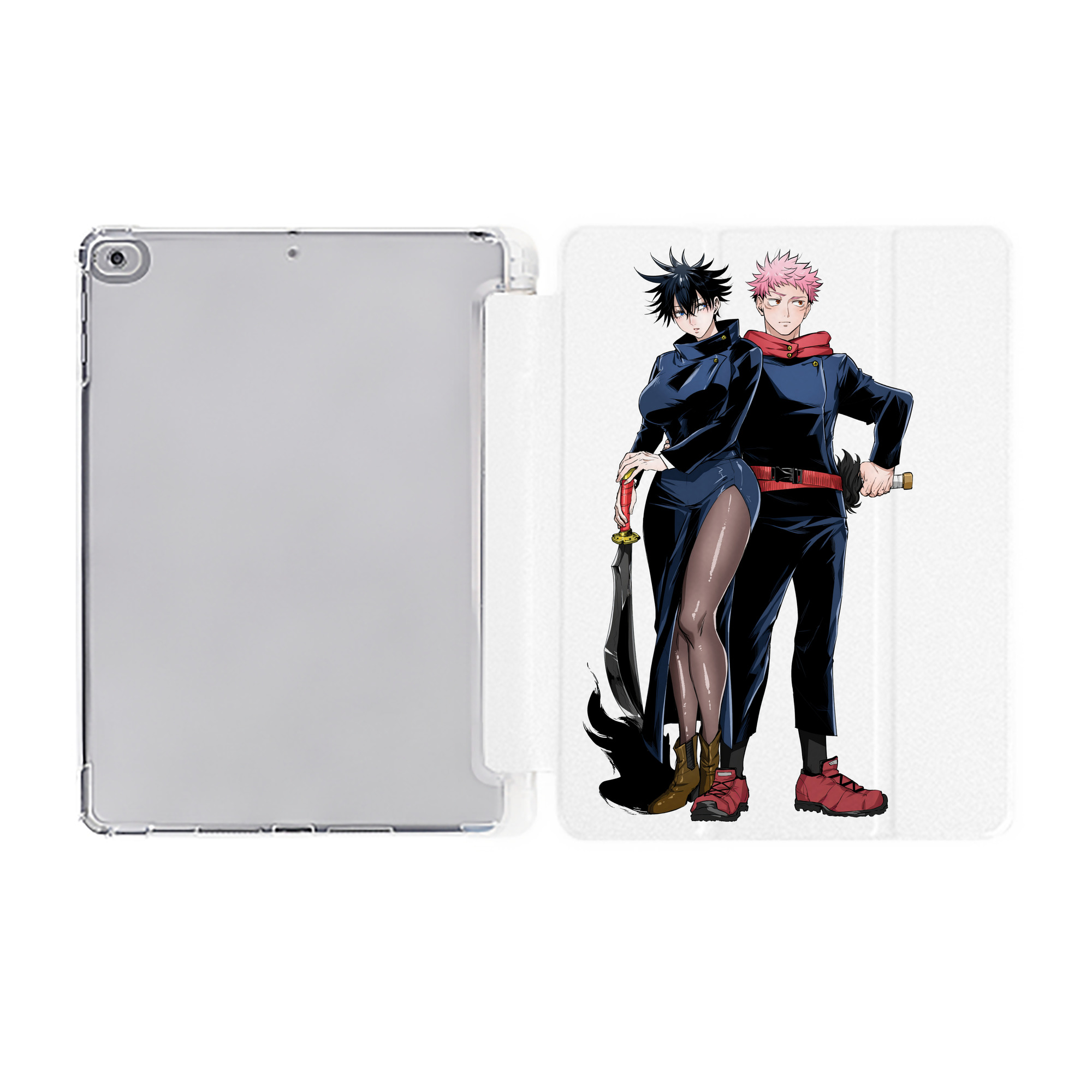（画像用） 呪術廻戦 Jujutsu Kaisen IPad ケース ペン収納付き 三つ折りスタンド PUレザー×シリコン 対応機種9.5/10.5/10.9インチ
